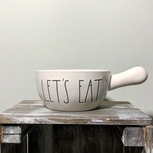 NEW Rae Dunn LET’S EAT Ceramic Soup Bowl Handle